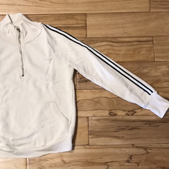 🇺🇸 NSF Camila Pullover Small Striped Quarter Zip Up Sweatshirt Cream USA Made - Picture 3 of 15